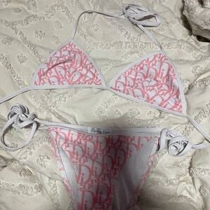 Christian Dior Dupe Pink and White Bikini